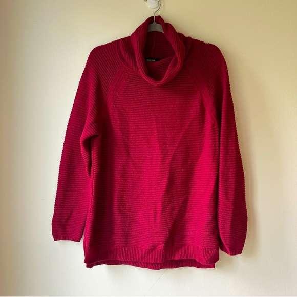 Kenneth Cole Reaction Red Cowl Neck Sweater M | 100% Cotton Cozy Pullover - Picture 1 of 11